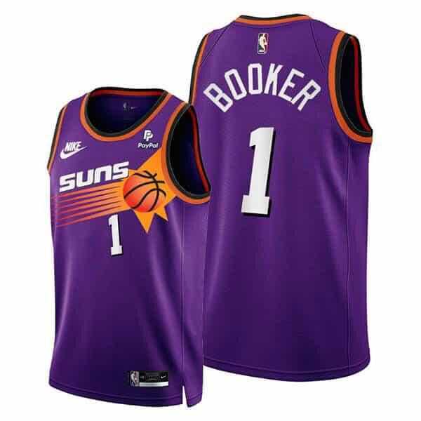 Men's Phoenix Suns #1 Devin Booker Purple Stitched Jersey Dzhi